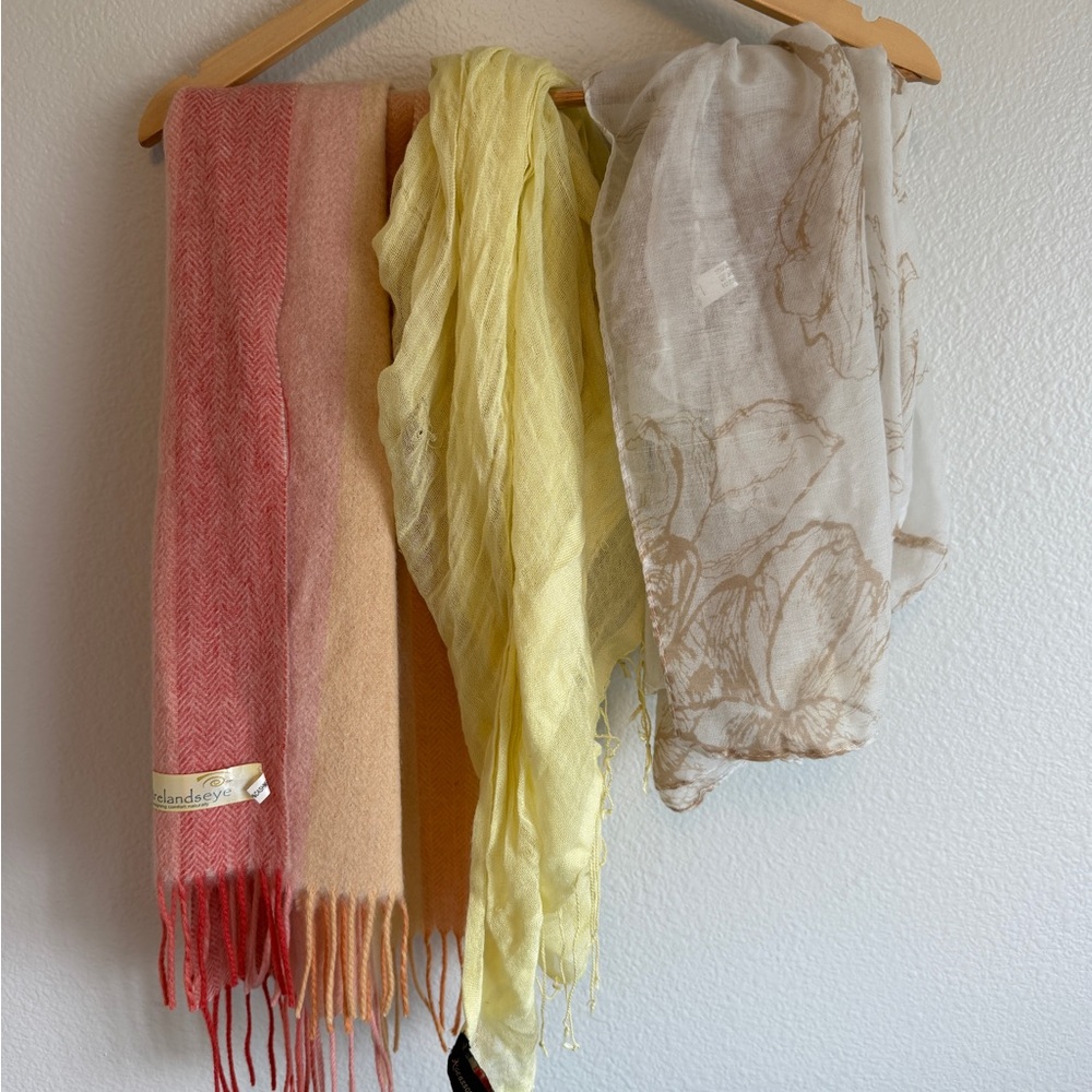 Irelandseye Women's Scarf Trio - Orange, Yellow, Cream